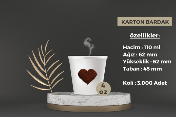 4 Oz Özel Baskılı Karton Bardak (3.000 Adet) - (FİYAT SORUNUZ)