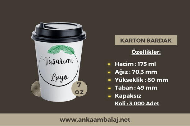 7 Oz Özel Baskılı Karton Bardak (3.000 Adet) - (FİYAT SORUNUZ)